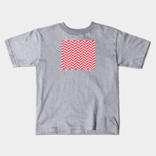 Herringbone Pattern - Red Kids T-Shirt